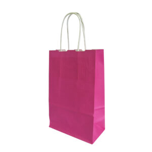 Draagtas roze papier 14x42+32cm (1x)